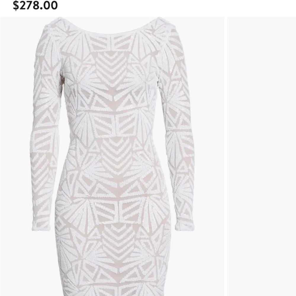 Dress the Population White Geometric Long Sleeve Dress
